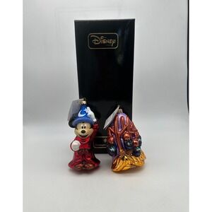 1999 Christopher Radko Sorcerers Apprentice Mickey &Fantasia Brooms 6" ornament
